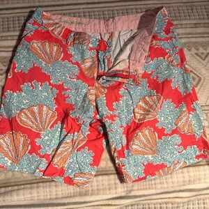 Lilly Pulitzer Coral Shell Print Flat Front Shorts